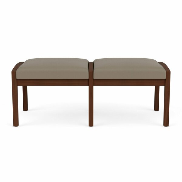 Lesro Lenox Wood 2 Seat Bench Wood Frame, Walnut, MD Farro Upholstery LW2001